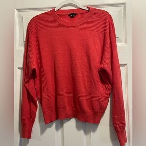 Theory Linen Cotton Blend Red Sweater Lightweight Long Sleeves Size Medium